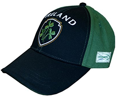 Lansdowne Grün/Schwarze Baseballkappe Baseball Hut Kappe Cap Basecap Snapback Mütze Kopf Zubehör für Herren mit Geprägtem Irland und Kleeblatt Wappen Design