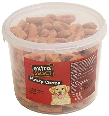 Extra Select Chop Shaped Dog Treat Biscuits in a 3ltr Bucket (approx 200 biscuits)