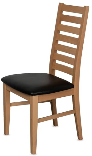 KEHO Esszimmerstühle 2er Set (CH02) - bis 150kg - Aus massivem Buchenholz - Stühle Esszimmer - Fertig montiert (Natur - Schwarz)