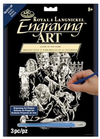Royal & Langnickel Glow In The Dark Engraving Art A4 Size Monster Designed Painting Set