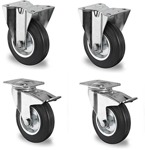 4 Stück Transportrollen lenkbar 80mm Gummibereifung NEU Bock/FS