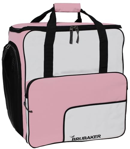 Skischuhtasche Helmtasche / Skischuhrucksack SUPER FUNCTION Comfort Stiefeltasche mit Rucksackfunktion BRUBAKER Wintersporttasche Rosa / Weiß