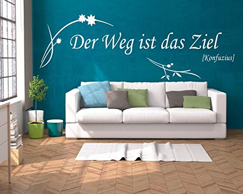 XL Wandtattoo Wohnzimmer ~ Text: Der Weg ist das Ziel, Zitat Konfuzius Sprüche ~ 620001-120x41 cm Wandaufkleber Wandtatoos Sticker Aufkleber für die Wand, Fensterbild, Tapetensticker, Türaufkleber, Tattoo aus Markenfolie in 32 Farbe