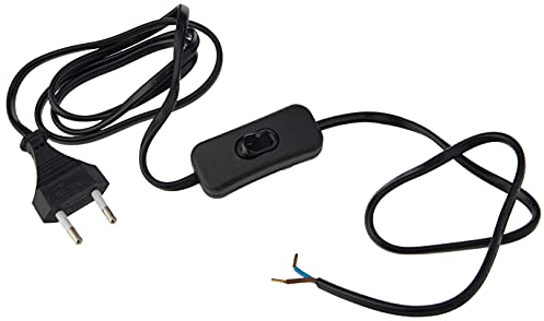 Tibelec 163920 Netzkabel mit Stecker und Schalter, Schwarz