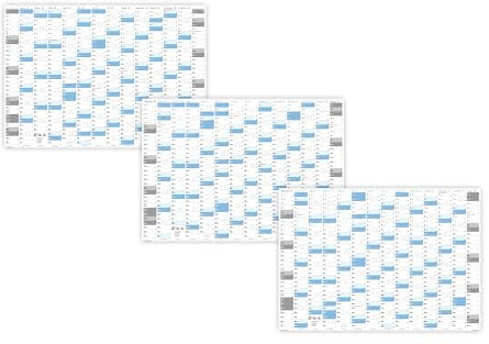 XXL Wandkalender DIN A0 2025 + 2026 + 2027 (blau2) große Tageskästchen (Kalender werden gerollt versendet)