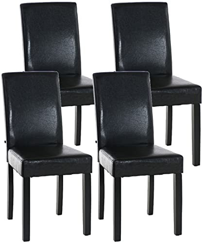 CLP Lot De 4 Chaises De Salle A Manger Ina en Similicuir I Assise Rembourrée I Chaise De Salon avec Pieds en Bois, Couleur:Marron, Couleur du Cadre:Noir