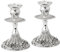 Ner Mitzwa Kerzenständer, versilbert, mit rundem Sockel und Blumenmuster, 2 Stück, Silber, silber, 12 cm