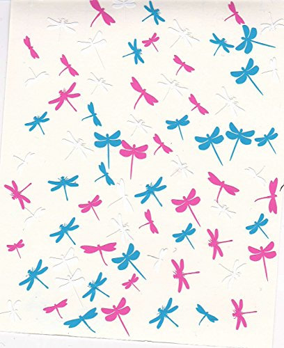 Dragonfly Collection (Dragonfly Press On Nail Stickers ~ Blue white and pink)