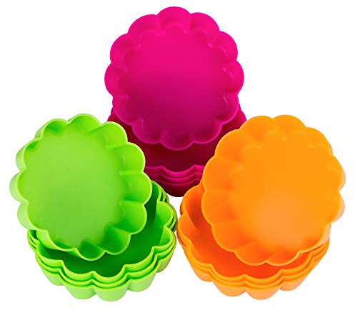 Webake Silicone Mini Tart Pan Non-stick Mini Quiche Molds Holiday Small Pie Baking Pan 3-1/4 Inch Tart Mold, Wax Melt Liners Individual Baking Cups European Food Grade (12 Pack)