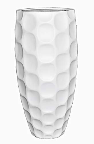 Pflanzkübel Mondo Ø37x H80cm aus Fiberglas in seidenmatt weiß