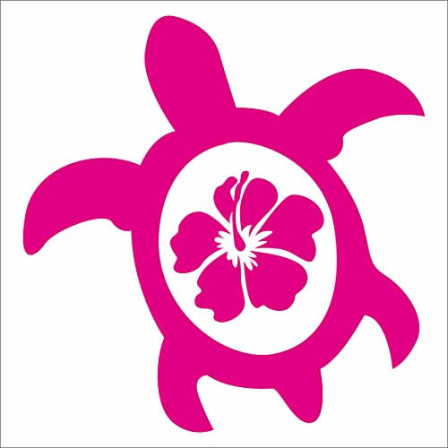 JINTORA Autocollant pour voitures - Les tortues et les fleurs - 91x94mm - Tuning - Vitre arrière - Camion - Moto - ordinateur portable - fenêtre- rose