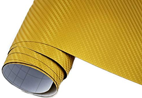 Neoxxim 5,9€/m² Auto Folie Carbon Folie 3D Carbonfolie Gold - 100 x 150 cm blasenfrei Klebefolie Dekor