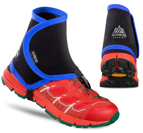 Azarxis Trail Low Gaiters, Unisex Gaiter, Outdoor Gamaschen für Damen und Herren Laufen Wandern Klettern (Blau & Schwarz)