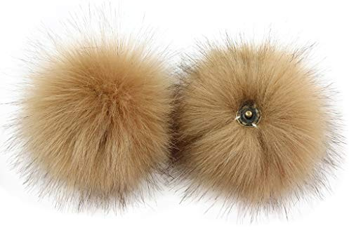 Mentin DIY 15cm Faux Renard Fourrure Pompon Boule Fluffy avec Bouton, pour Tricot Chapeau Chapeaux,Vêtements, Chaussures, Sac (10#)
