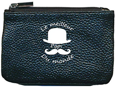 Syl'la Meilleur Papi Petit Porte Monnaie en Cuir Porte cles Noir pour Homme