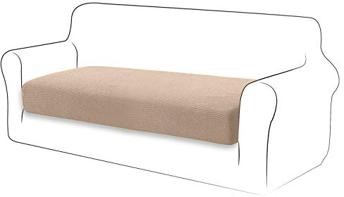 TIANSHU Sofa Sitzkissenbezug Stretch, Sitzkissenbezüge rutschfest, Jacquard-Stretch-Sofasitzbezug, Sofa überzug Elastischer, Schonbezug für Sofa Sitzkissen mit Gummiband (2 Sitzer,Sand)