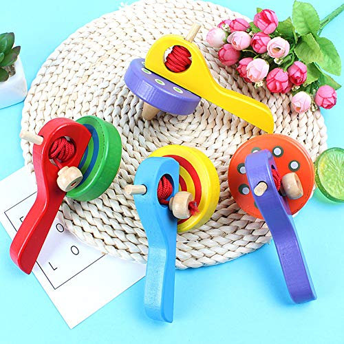 Catkoo Giroscopio Classico in Legno con Trottola Superiore con Corda di Lancio. I Bambini Giocano A Giocattoli, Regali di Intelligenza per Bambini Colore Casuale