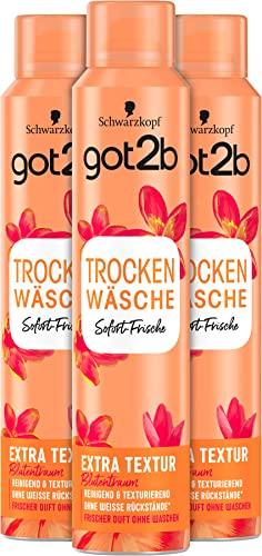 got2b Trockenshampoo TROCKEN WÄSCHE Extra Textur ( 3x200 ml), Dry Shampoo mit Sofort-Frische-Effekt, Trockenshampoo ohne Rückstände mit Blütentraum-Duft