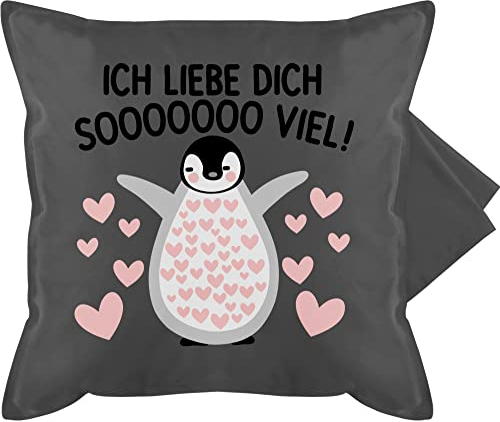 Kissenbezug - Partner Kissen Ideen - Ich liebe dich SOOOO viel Pinguin - Valentinstag so viel liebe Geschenk für Freund Freundin Ihn Sie Liebes Beweis Geschenkidee - 50 x 50 cm - Grau - mehr