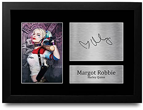 HWC Trading A4 FR Margot Robbie Suicide Squad Harley Quinn Presents gedrucktes signiertes Autogramm Bild für Film-Fans – A4 gerahmt