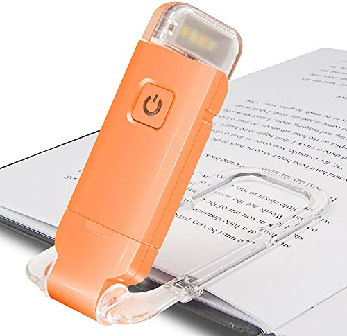 HONWELL Leselampe Buch Klemme Buchlampe Leselicht USB Wiederaufladbare LED Klemmleuchte Dimmbar Bettleuchte Augenpflegendes Leselicht 3 Farbtemperatur Modi für Kinder und Bücherwürmer, Orange