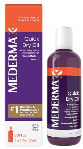Mederma Quick Dry Oil, Scar and Stretch Mark Treatment, Helps to Improve the Appearance with Natural Botanical Extracts, Paraben Free, Fast-Absorbing, 3.4oz (100ml)