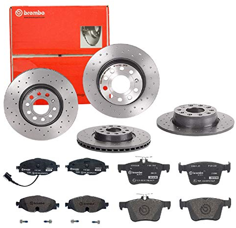 Brembo Bremsscheiben Xtra Line + Beläge Vorne + Hinten für VW Golf 7 Golf Sportsvan