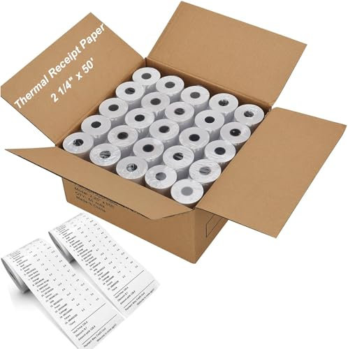 Coopaty Lot de 50 rouleaux de papier thermique pour caisse enregistreuse et systèmes de point de vente, 6,3 cm x 15,2 m