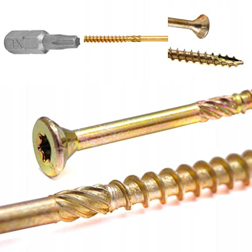 Lot de 200 embouts Torx TX20 5 x 120 mm avec vis pour constructions en bois à tête fraisée Stardrive