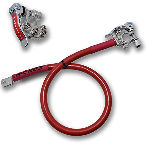 EBROM Batteriekabel Polklemme Schnellverschluss 35 mm2 rot 30 cm Schuh M10 | Ab 30 cm bis 8 m - Pluskabel 35 mm² Schnellverbinder Schnellklemmen, Ringösen/Kabelschuhe M6/M8/M10/M12 oder Aderendhülse