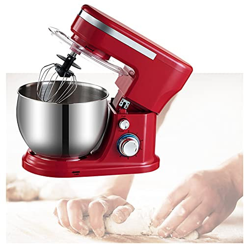 Flatware 2021 New Stand Mixer 4L 6 Speed 600W Tilt-Head Dough Mixer With Dough Hook Whisk Beater Stainless Steel Bowl Splash Guard Kitchen Aid Standing Electric Mixer For Home Kitchen (Color : Red)