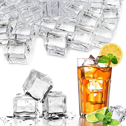 Cubos de hielo cuadrados triturados falsos diamantes artificiales de cristal acrílico para relleno de jarrones, dispersión de mesa, recuerdo de fiesta, decoración de boda, 25 mm, 50 piezas)