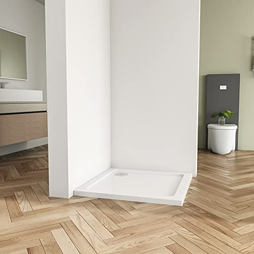 Huiyang 760x760mm x 30 mm Shower Enclosure Square Stone Shower Tray with Waste Trap