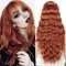 YEESHEDO Damen Perücke Blond Lang Locken Perücken mit pony Für Frauen, Natürlich Blonde Haare Wig, Alltag Anime Cosplay Kostümparty Halloween Karneval (Auburn rot)
