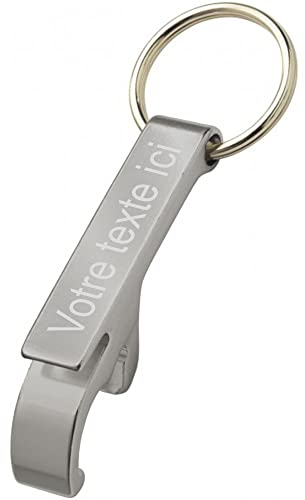 Porte clé en métal couleur Alu décapsuleur personnalisable - Gravure Laser