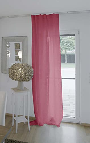 beties Leinen Gardine ca. 135x255 cm Vorhang 100% Leinen im Landhausstil mit verdeckten Schlaufen oder Tunnelzug Landhaus Kurzgardine Küche Vorhang Fensterschal Wohnzimmer (Rose´de Provence)
