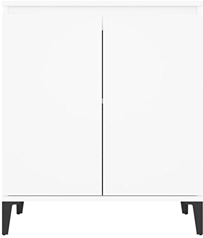 Susany Sideboard mit 2 Türen, Kommode Anrichte Mehrzweckschrank Schrank Spanplatte Weiß 60x35x70 cm
