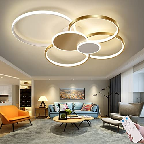 RRBEST Dimmbare Deckenleuchte LED-Wohnzimmer-Deckenleuchte mit Fernbedienung Deckenleuchte Kreativer Kreis Design Metall-Deckenleuchte Schlafzimmer Küche Esszimmer Büro-Deckenleuchte