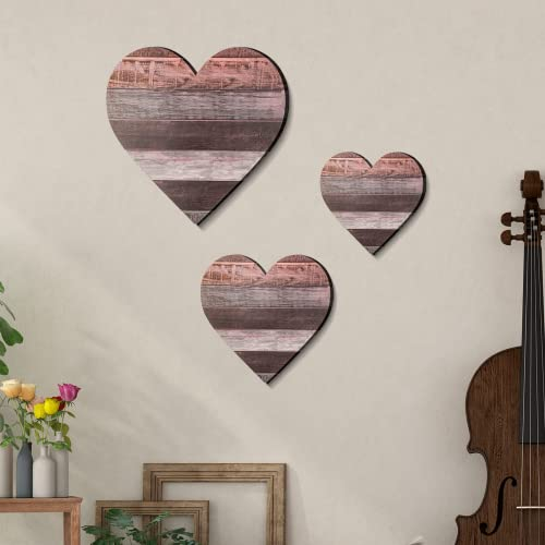 Decoración Pared corazónmadera, (3 Piezas) decoración Pared hogar Moderno Salon cumpleaños habitacion Boda adesivos Paredes decoración Decoracion Pared Estilo Boho Pared Decorativas (Marrón)