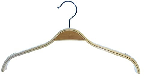 Hagspiel Pack of 10 Plywood Hangers with Non-Slip Side Panels Extra Wide Shoulder Parts Approx. 2 cm Natural Varnish