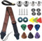 BetterJonny Gitarrengurt, Baumwolle Verstellbarer Gitarre Schultergurt Gitarrenband Guitar Strap mit Lederenden Gurtschlösser Gitarrenhals Gurt für E-Gitarre Westerngitarre Akustikgitarre Bass Braun