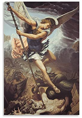 Vintage-Poster Saint Michel Erzengel Poster Dekorative Malerei Leinwand Wandposter und Kunstbild Druck Moderne Familienzimmer Schlafzimmer Dekor Poster 30 x 45 cm