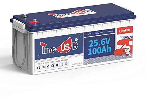 Timeusb 24V 100Ah LiFePO4 Akku, 2.56kWh Lithium Batterie, 10-Jahres Lebensdauer 100A BMS Perfekter Ersatz für Blei Säure Batterie AGM SLA GEL für Wohnmobil Camper Energiespeicher Off-Grid