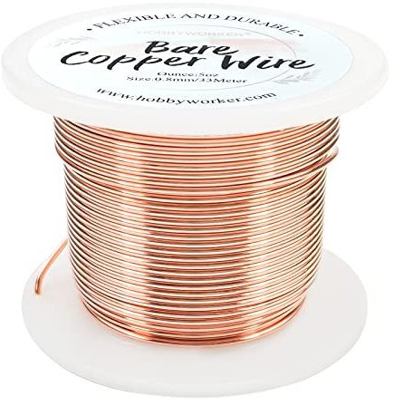 Hobbyworker 20 Gauge Bare Copper Wire 108FT/0.8mm Beading Craft Wire for Jewelry Making