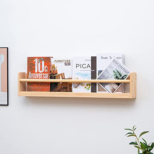 ROYUMI Porte-revues Porte-brochures en Bois Suspendu au Mur, Le Livre de Journaux Se Tient pour L'affichage, Support Mural pour Organisateur de Courrier en Bois Naturel