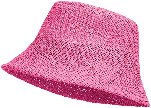 Caspar HT020 lässiger Damen Sommer Fischerhut Bucket Hat aus Toyo Stroh, Farbe:rosa, Accessoires:One Size