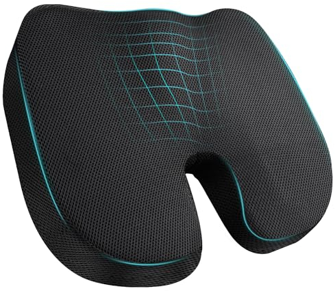Autositzkissen, Ergonomisches Sitzkissen für Auto, Steißbeinkissen zur Linderung von Steißbein- und Hüftbeschwerden, Memory-Schaum-Sitzkissen für Bürostuhl, Schreibtischstuhl und Autositz