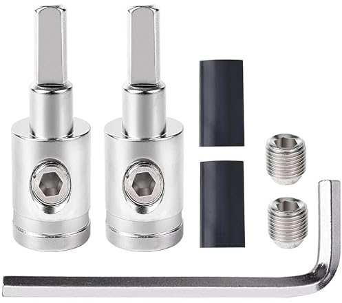 Greluma 4 Gauge auf 8 Gauge Drahtreduzierer,2 Stück Car Audio Power/Ground Amp Input Reducer Adapter,Messing mit vernickelter Oberfläche