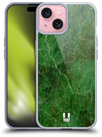 Head Case Designs Verde Stampe Marmo Custodia in Gel [Protezione di Grado Militare] Compatibile con Apple iPhone 15 E Compatibile con MagSafe
