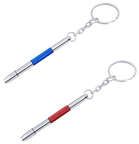 2 Stück Mini Brillen Schraubendreher, 4 in 1 Uhren Präzision Schraubendreher Set, Brillen Reparatur Set, Sunglass Watch Spielzeug Repair mit Schlüsselbund,Edelstahl Legierungs Uhrmacherwerkzeug